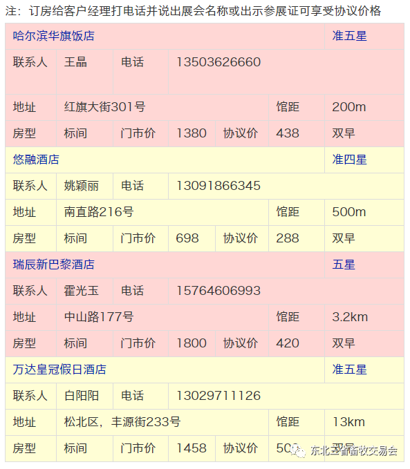 东北畜牧博览会住宿